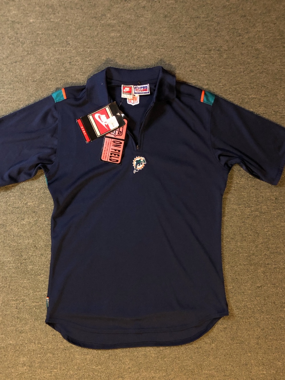 Vintage 1990s Nike Pro Line Miami Dolphins quarter-zip polo shirt - Dead stock